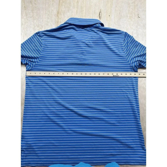 Adidas Polo Shirt XL Blue Stripped With Logo Of Quail Hallow Golf - Picture 6 of 6